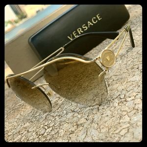 Versace gold rimmed sunglasses